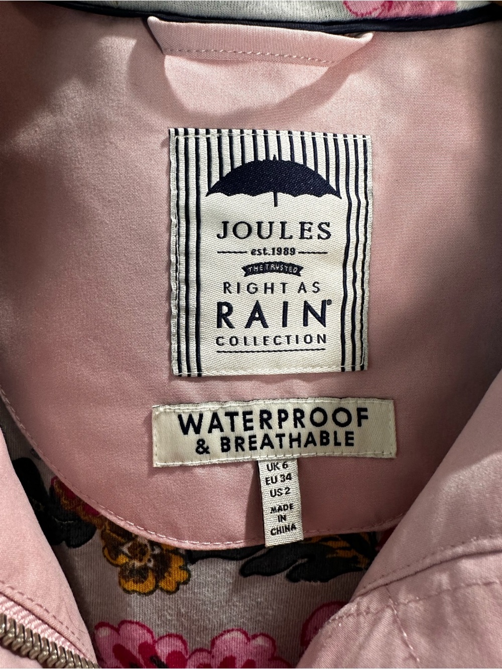 Joules “Right as Rain” pink raincoat 2 - Picture 3 of 4